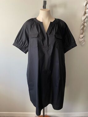 The Korner 100% Cotton Poplin Mini Dress Black NEW Condition Size Large